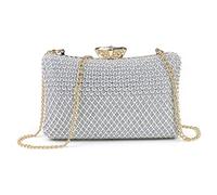 NICOLE & DORIS Damen Abendtasche Clutch Handtaschen Elegant Umhängetasche Kleine Kettentasche Glitzer Tasche für Hochzeit Party Freizeit Silber