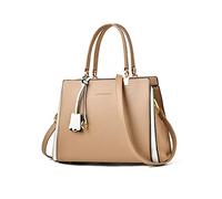NICOLE & DORIS Damen Handtasche Elegant Henkeltasche Leder Schultertasche Frauen Umhängetasche Multifunktion Shopper Tote Tasche Mittelgroß mit Anhänger Khaki