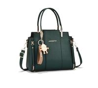NICOLE & DORIS Damen Handtasche Elegante Mittelgroß Handtaschen Modern Schultertasche Frauen Umhängetasche PU Leder Henkeltasche mit Anhänger Grün