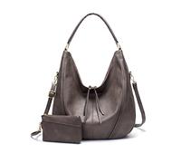 NICOLE & DORIS Damen Handtasche Gross Tote Laptop Damen Tasche Vintage Shopper Tasche Tragetaschen Henkeltaschen Umhängetasche Schultertasche für Büro Schule Einkauf Reise 2pcs Grau