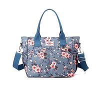NICOLE & DORIS Damen Handtasche Große Tasche Casual Umhängetasche mit Mehreren Taschen Shopper Schultertasche Blume Henkeltasche Bunte Tote Handtaschen Crossbody Bag Blau 3