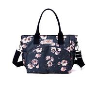 NICOLE & DORIS Damen Handtasche Große Tasche Casual Umhängetasche mit Mehreren Taschen Shopper Schultertasche Blume Henkeltasche Bunte Tote Handtaschen Crossbody Bag Dunkelblau 4