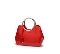 NICOLE & DORIS Damen Handtasche Lackleder Clutch Henkeltasche Abendtasche Umhängetasche wasserdichte Schultertaschen Mode Tasche mit Abnehmbarem Schultergurt Rot