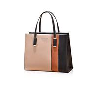 NICOLE & DORIS Damen Handtasche Mehrfarbig Gestreift Umhängetasche Tote Henkeltasche Frauen Elegante Shopper Tasche PU Leder Schultertasche Crossbody Bag Khaki schwarz