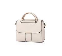 NICOLE & DORIS Damen Handtasche mit Gewölbtem Griff Elegant PU Leder Schultertasche kleine Umhängetasche für Frauen Crossbody Bag zum Arbeiten Lernen und Einkaufen Cremeweiß