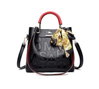 NICOLE & DORIS Damen Handtasche Modern Schultertaschen PU Leder Shopper Taschen Satchel Handtasche Designer Umhängetasche Bedruckte Tote Taschen mit Seidenschal Rot