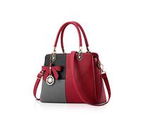 NICOLE&DORIS Damen Handtasche Schultertasche Frau Top Griff Taschen Umhängetasche Retro Weiblich Designer Große Tasche Weinrot A