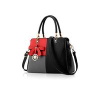 NICOLE&DORIS Damen Handtasche Schultertasche Frau Top Griff Taschen Umhängetasche Retro Weiblich Designer Große Tasche Schwarz A