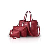 NICOLE&DORIS Damen Handtasche Set Geldbörse Crossbody Schulter Beutel Geldbeutel Tasche Tote Weiches PU Rotwein