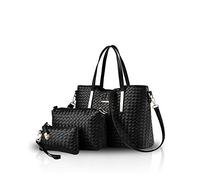 NICOLE & DORIS Damen Handtaschen 3 Stück Handtasche Set für Damen Totes Taschen Umhängetaschen Schultertaschen Schwarz