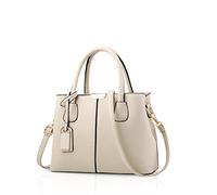 NICOLE&DORIS Damen Handtaschen Elegant Schultertasche PU Leder Umhängetasche Mittelgroß Tote Handtasche mit Vielen Fächern Weiß