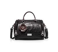 NICOLE & DORIS Damen handtaschen Frauen Retro Tasche PU Leder Schultertasche Vintage Top Griff Klein Blumen Crossbody Umhängetasche für Damen Schwarz