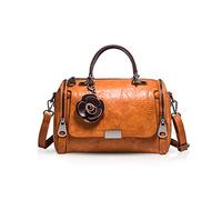 NICOLE & DORIS Damen handtaschen Frauen Retro Tasche PU Leder Schultertasche Vintage Top Griff Klein Blumen Crossbody Umhängetasche für Damen Braun