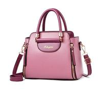 NICOLE & DORIS Damen Handtaschen Klein Modern Schultertaschen PU Leder Frauen Umhängetasche Top Griff Tasche Mehrfarbige Henkeltasche Damen Kuriertaschen Dunkelrosa