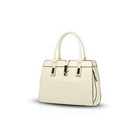Nicole&Doris Damen Handtaschen neue Umhängetasche Lackleder Shell Schultertasche Henkeltaschen Tasche für Frauen Cremeweiß