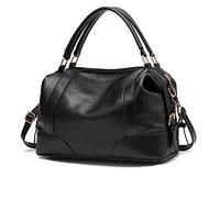 NICOLE & DORIS Damen Handtaschen Öl gewachste Tasche Top-Griffe Crossbody Boston Taschen Schwarz