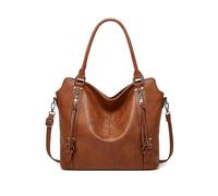 NICOLE & DORIS Damen handtaschen Stilvolle Damen Hobo Umhängetaschen mit großer Kapazität Schultertasche aus PU-Leder Braun