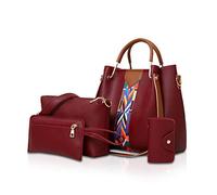 NICOLE & DORIS Damen Handtaschen Umhängetaschen 4 Stück Handtaschen für Damen Top-Griffe Schultertaschen Taschen Geldbörse Brieftasche rot