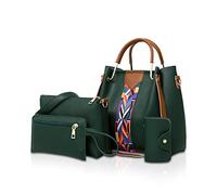 NICOLE & DORIS Damen Handtaschen Umhängetaschen 4 Stück Handtaschen für Damen Top-Griffe Schultertaschen Taschen Geldbörse Brieftasche Grün