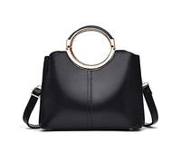 NICOLE & DORIS Damen Henkeltaschen Elegante Frauen Umhängetasche mit Top Griff Mehreren Fächern Designer Tasche Klein Mode Schultertasche Handytasche PU Leder Schwarz