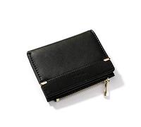 NICOLE & DORIS Damen Kurzer Geldbörse Klein Brieftasche Frauen Geldbörsen mit vielen Fächern Bi-fold Kartenorganisator PU-Leder Portemonnaie mit Münzfach Schwarz