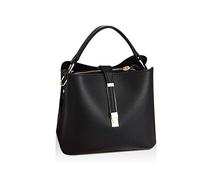 NICOLE & DORIS Damen Leder Handtasche Designer Frauen Umhängetasche Beuteltasche Schultertasche Tote Bag Kleine Handtasche mit Vielen Fächern Schwarz