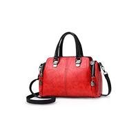 NICOLE&DORIS Damen Mode Taschen mit hohem Tragegriff Retro Handtaschen Schultertasche Umhängetasche Tragetaschen für Frauen rot