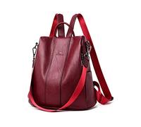 NICOLE & DORIS Damen Rucksäcke Anti Diebstahl Rucksack PU Leder Rucksackhandtaschen Daypack wasserdichte Schulrucksack Multifunktions Schultertasche Travel Rucksack Burgundisch