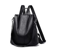 NICOLE & DORIS Damen Rucksäcke Anti Diebstahl Rucksack PU Leder Rucksackhandtaschen Daypack wasserdichte Schulrucksack Multifunktions Schultertasche Travel Rucksack Schwarz