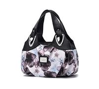NICOLE & DORIS Damen Schultertaschen Elegant Handtaschen Damen Taschen Frauen Umhängetasche Shopper Taschen PU Leder Weiche Tote Bag für Büro Einkauf Reise Lila Blume