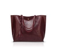 NICOLE&DORIS Damen Tote Tasche Handtasche Schultertasche aus PU-Leder Umhängetaschen Mode große Handtasche Dunkelrot
