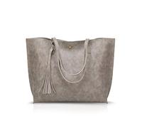 NICOLE&DORIS Damen Tote Tasche Handtasche Schultertasche aus PU-Leder Umhängetaschen Mode große Handtasche Grau