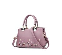 Nicole&Doris Frauen Blumen Top Handle Handtaschen Umhängetasche Crossbody Tasche Tote Damen Satchel PU Leder Blume Lila