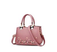 Nicole&Doris Frauen Blumen Top Handle Handtaschen Umhängetasche Crossbody Tasche Tote Damen Satchel PU Leder Blume Rosa
