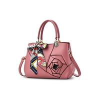 NICOLE&DORIS Frauen Blumen Top Handle Handtaschen Umhängetasche Crossbody Tasche Tote Satchel für Damen PU Leder Rosa