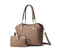 NICOLE & DORIS Frauen Handtaschen Elegante Shopper Tasche Damen Handtasche Mittelgroß mit Geldbörse Umhängetasche PU Leder Schultertasche Tragetasche für Büro Reise Einkauf Khaki
