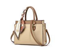 NICOLE & DORIS Frauen Handtaschen Elegante Tote Handtasche Mittelgroß Schultertasche Elegant PU Leder Umhängetasche Henkeltasche mit Seidentuch Khaki