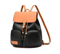 NICOLE & DORIS Frauen Rucksack Modern Rucksack Damen Elegant PU Leder Rucksackhandtaschen Anti Diebstahl Rucksäcke Cityrucksack Daypack für Reisen Freizeit Arbeit Schwarz mit Braun