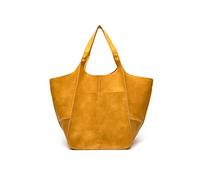 NICOLE & DORIS Frauen Tasche Groß Schultertasche Shopper Weiche Ledertasche Leichte Tote Tasche Hobo Handtasche Gross Umhängetasche Faltbare Tragetasche Gelb