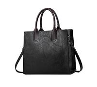 NICOLE & DORIS Groß Handtasche Damen Shopper Tasche Umhängetasche Damen Gross Retro Schultertasche Leder Tragetasche Tote für Büro Arbeit Schule Reisen Schwarz