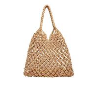 NICOLE & DORIS Groß Strandtasche Damen Stroh Shopper Handtasche Leichte Mesh Strandtasche Sommer Taschen Gewebt Einkaufstasche Tote Bag Strand Schultertasche Braun