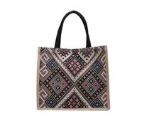 NICOLE & DORIS Große Handtasche Damen Canvas Arbeitstasche Fashion Tragetasche Jute Tasche für Arbeit Büro Reisen Einkaufen Schule Schwarz