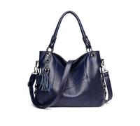 NICOLE & DORIS Große Handtasche Damen Shopper Tasche Weiche PU Leder Schultertasche Umhängetasche Elegant Tote Bag für Schule, Arbeit, Reisen Blau