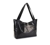 NICOLE & DORIS Handtasche Damen Groß Shopper Tasche Casual Schultertasche Weiche Leder Tragetasche Reise Tote Bag Elegant Handtaschen Schwarz
