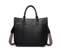 NICOLE & DORIS Handtasche Damen Groß Umhängetasche Schultertasche Shopper Tasche Leder PU Satchel Handtasche Crossbody Bag mit Griff Tragetasche für Arbeit Uni Schule Freizeit Schwarz