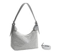 NICOLE & DORIS Handtasche Damen Klein Nieten Tasche Gothic Umhängetasche Glitzer Schultertasche Elegante Abendtasche Handtaschen Clutch für Hochzeit Party Freizeit Silber