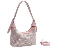 NICOLE & DORIS Handtasche Damen Klein Nieten Tasche Gothic Umhängetasche Glitzer Schultertasche Elegante Abendtasche Handtaschen Clutch für Hochzeit Party Freizeit Rosa