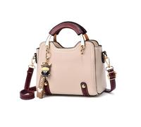 NICOLE & DORIS Handtasche Damen Klein Schultertaschen Mode Umhängetasche PU Leder Top Griff Tasche Mini Henkeltasche Mädchen Crossbody Bag mit Anhänger Khaki