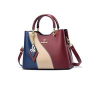 NICOLE & DORIS Handtasche Damen Klein Umhängetasche mit Griff Henkeltasche Mehrfarbige Süß Schultertaschen PU Leder Mädchen Crossbody Bag Kuriertaschen Weinrot
