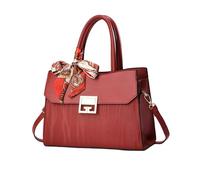 NICOLE & DORIS Handtasche Damen Mittelgroß Blumen Schultertasche Mode Umhängetasche PU Leder Stickerei Blumen Taschen Elegant Henkeltasche für Arbeiten Reisen Shopper Burgunderrotes Wellenmuster